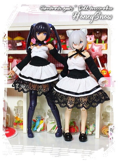 HS011 HoneySnow Maid Dress white and black color