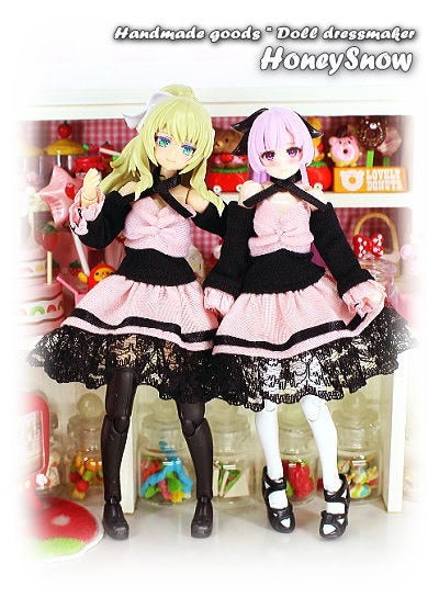 HS012 HoneySnow Maid Dress pink and black color