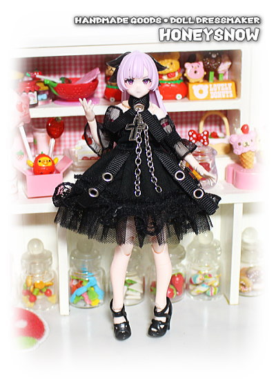 HS002 HoneySnow Goth punk dress BLACK