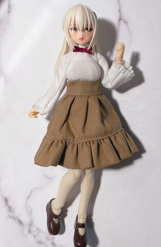 UG012 UZURA GOYA γγγε°ε± Brown Flounce Dress Set