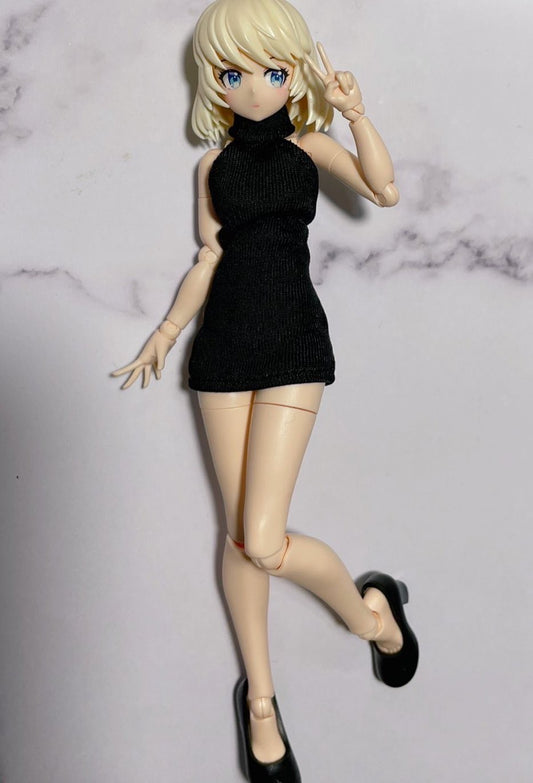 UG015BD UZURA GOYA γγγε°ε± Black High-Neck Bodycon Mini Dress