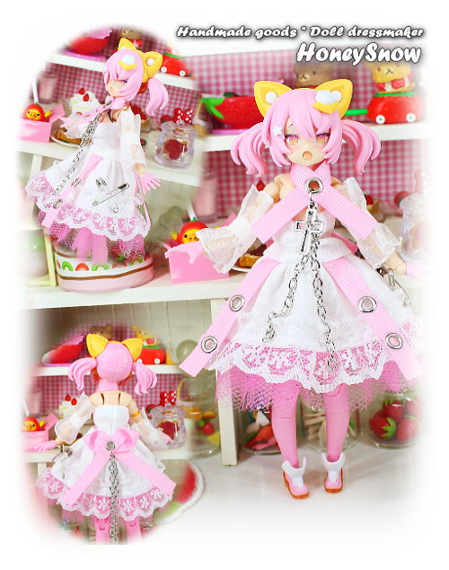 HS018 HoneySnow goth punk Style (Pink and White)