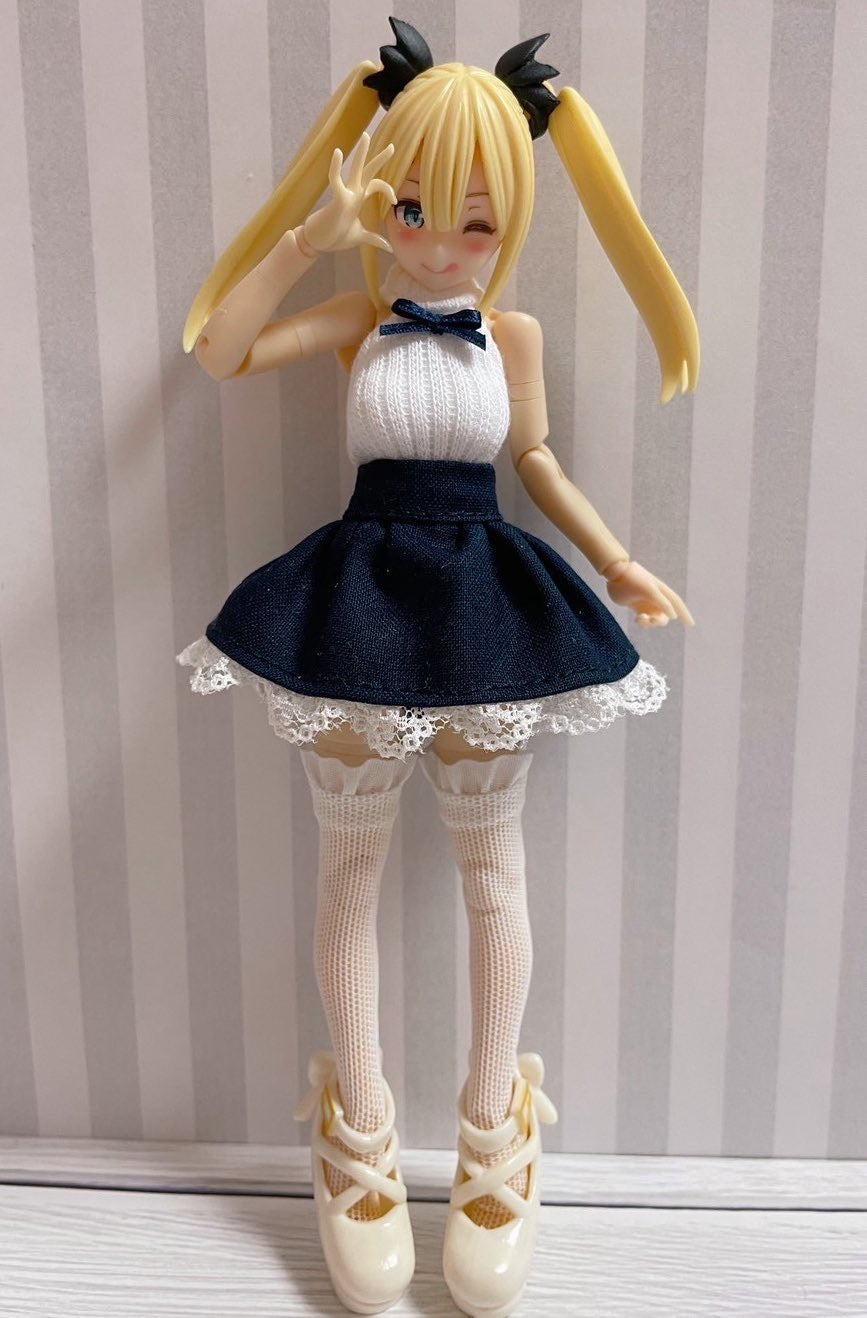UG037 UZURA GOYA うずら小屋 white and dark blue Mini Skirt Set