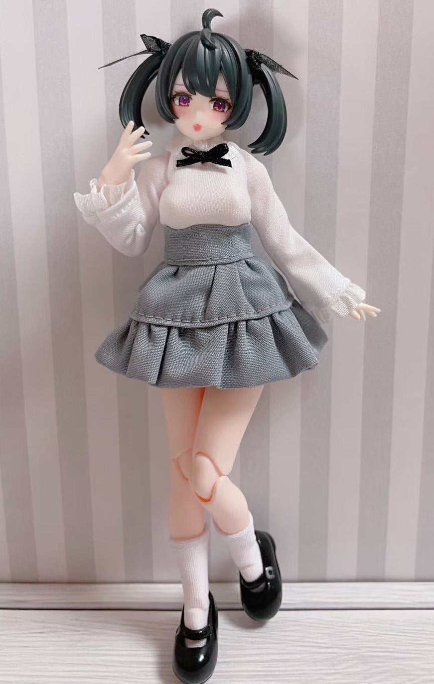 UG035 UZURA GOYA うずら小屋 Grey and white Mini Skirt Set
