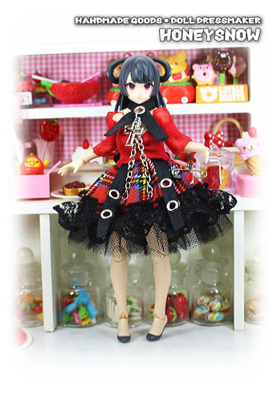 HS003 HoneySnow Goth punk dress RED