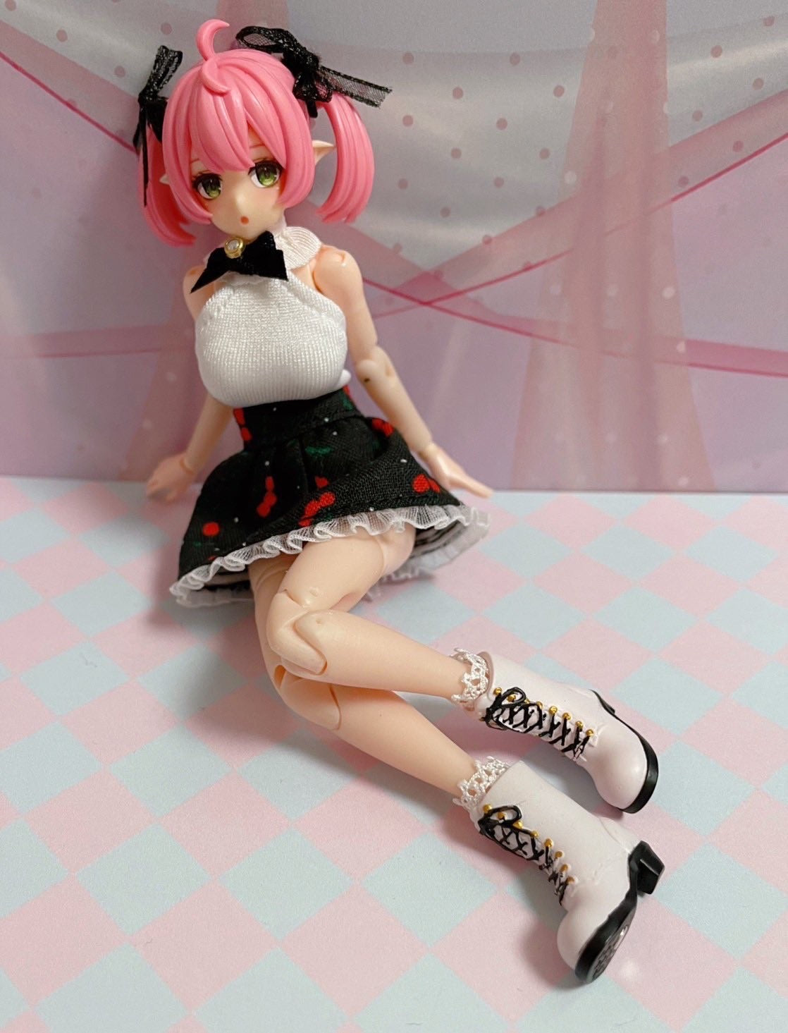 UG030 UZURA GOYA うずら小屋 white and cherry mini skirt set