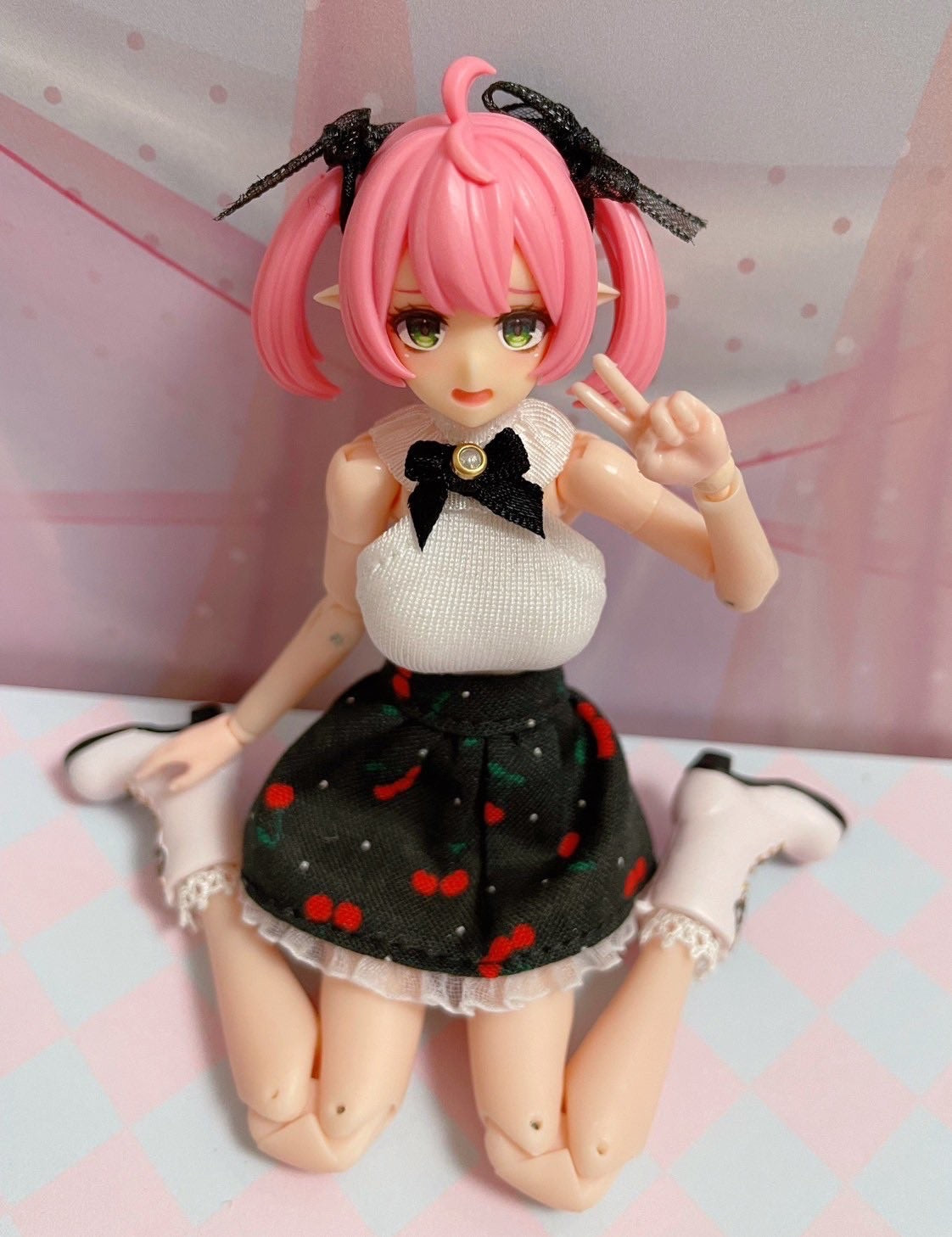 UG030 UZURA GOYA うずら小屋 white and cherry mini skirt set